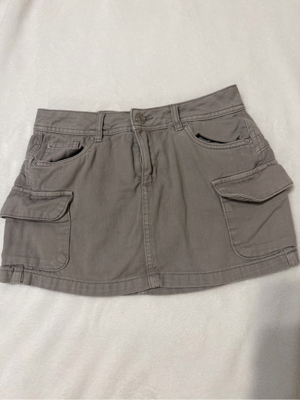 Garage Taupe Gray Cargo Mini Skirt